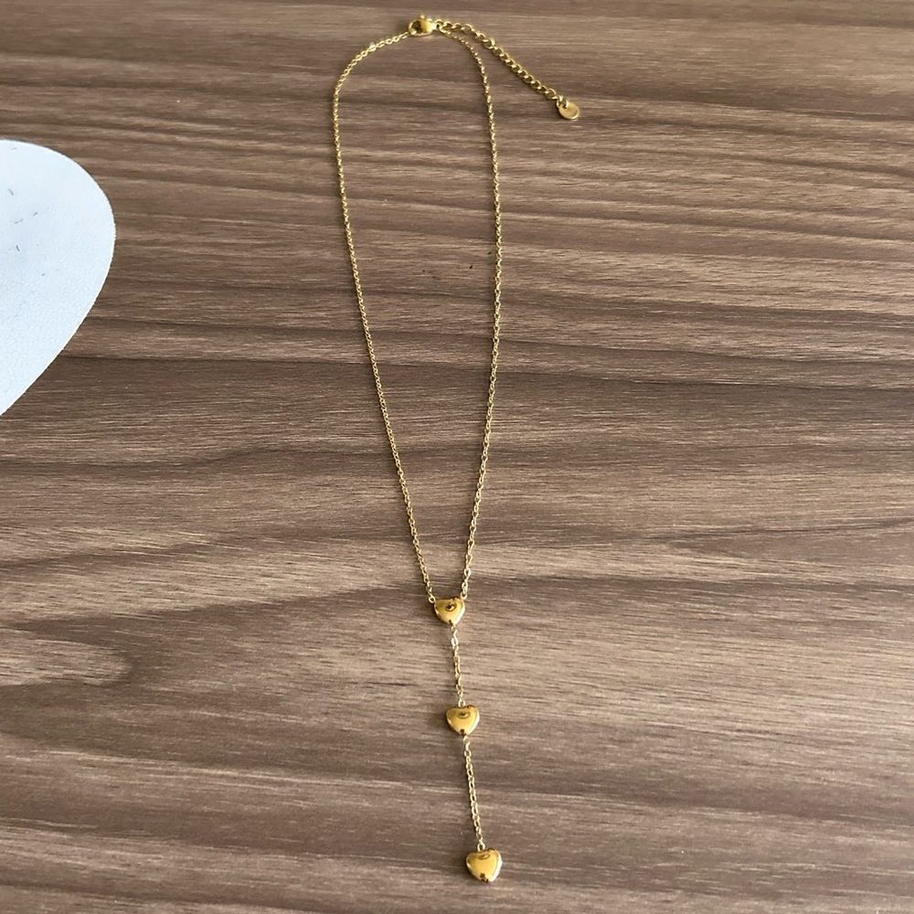 Gold heart Necklace Q444 - Picture 4 of 6